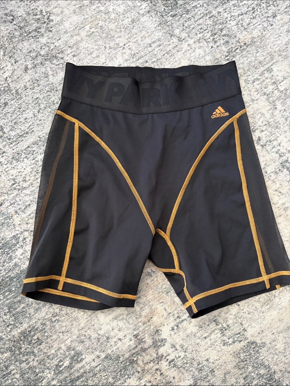 adidas Ivy Park Black Training Compression Shorts with Gold Stitching